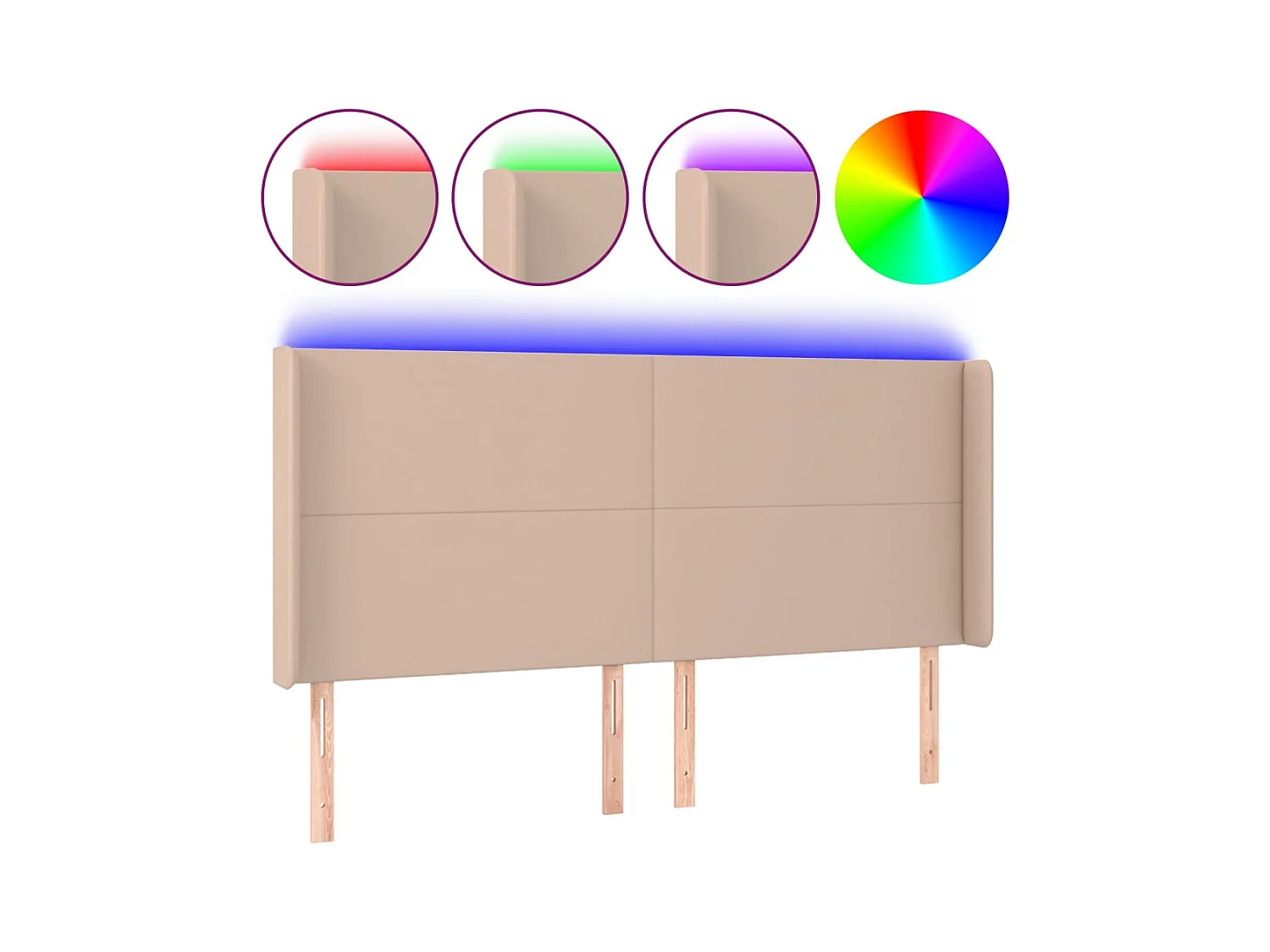 Tête de lit à LED Cappuccino 203x16x118/128 cm Similicuir