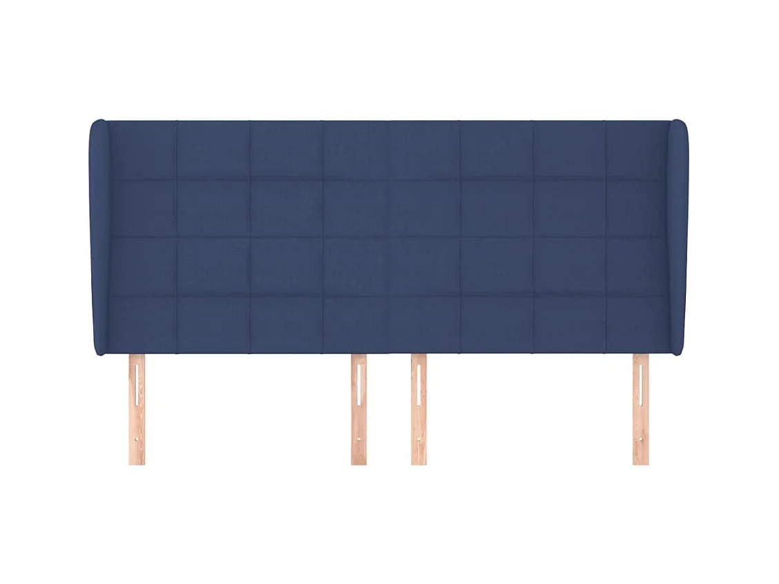 Hoofdbord met vleugels Blauw 203x23x118/128 cm Stof