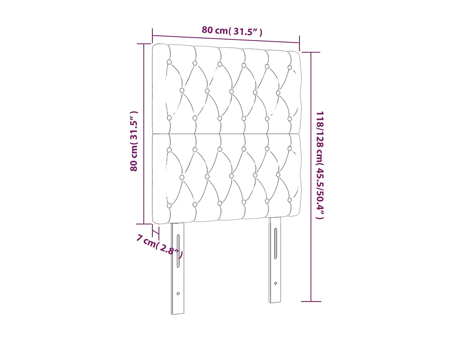 Tête de lit à LED Taupe 80x7x118/128 cm Tissu