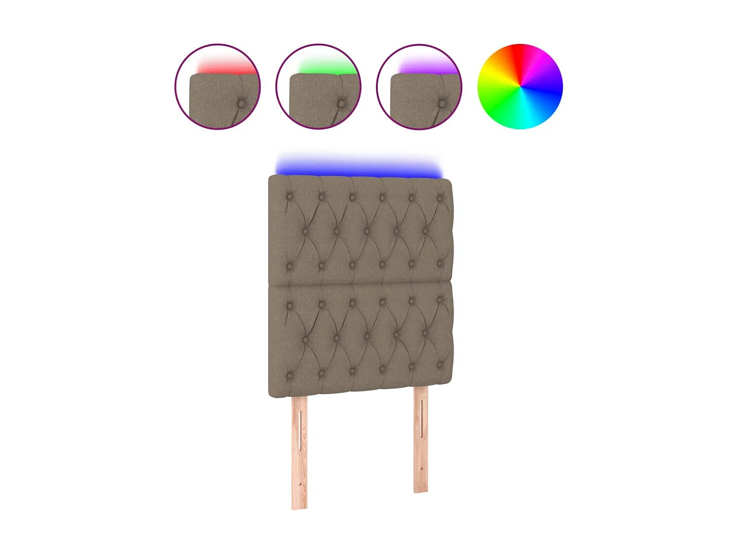 Taupe LED-Kopfteil 80x7x118/128 cm Stoff