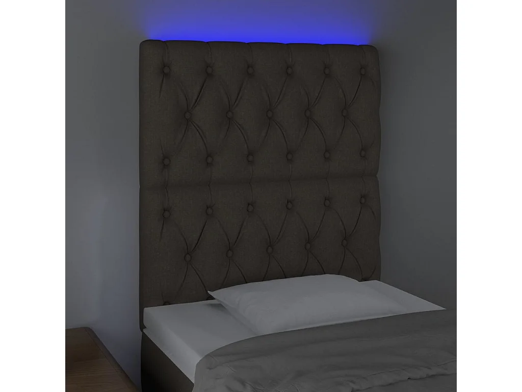 Taupe LED-Kopfteil 80x7x118/128 cm Stoff