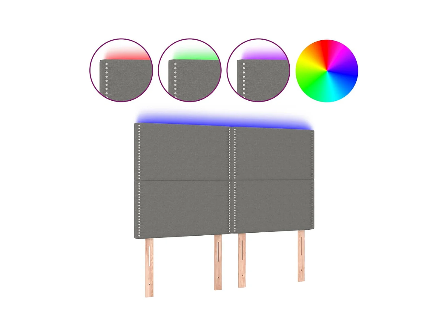 LED-Kopfteil Dunkelgrau 144x5x118/128 cm Stoff