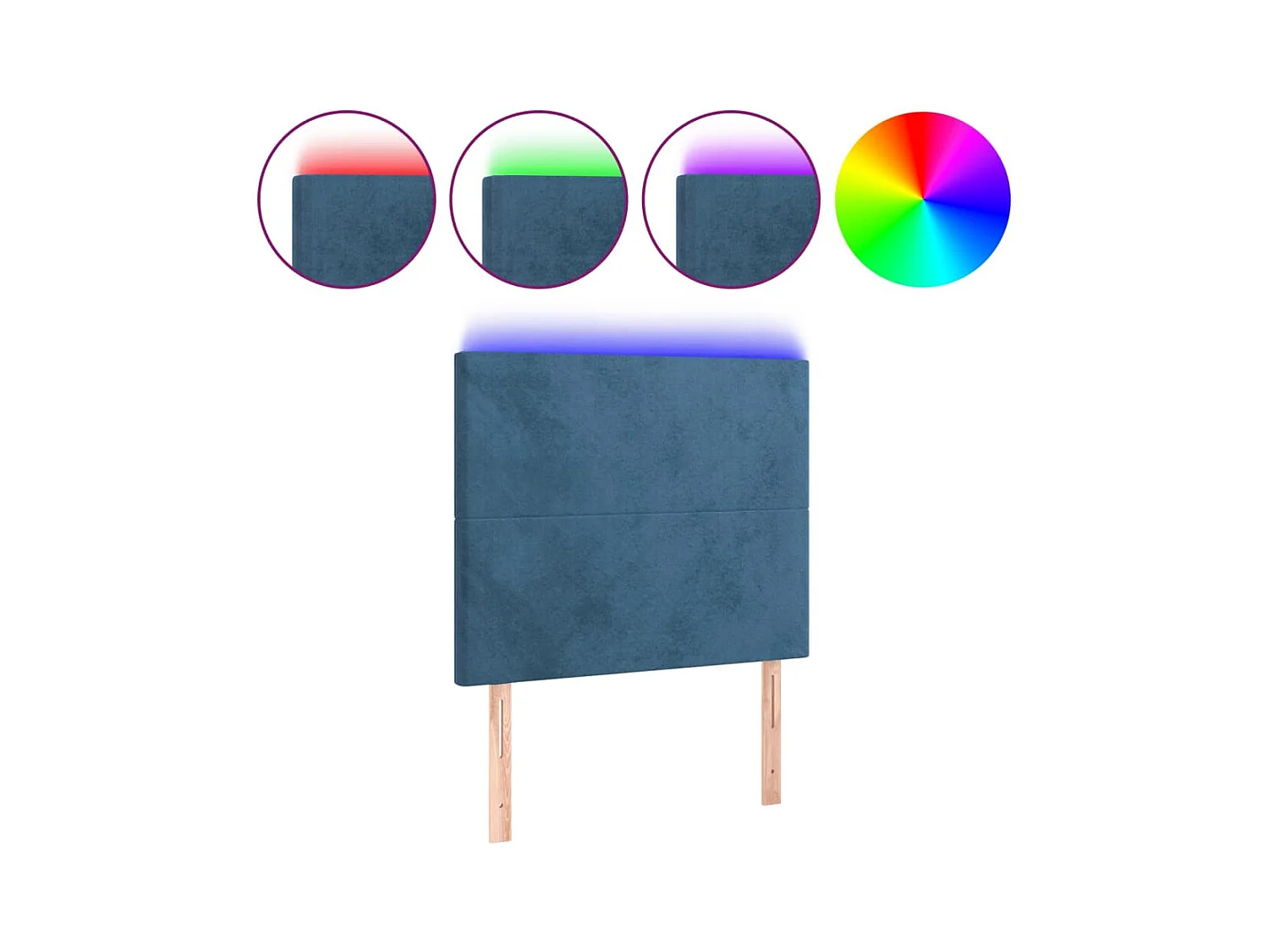 LED Hoofdbord Donkerblauw 90x5x118/128 cm Fluweel