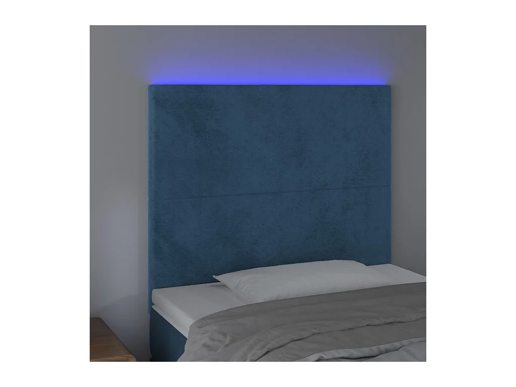 LED Hoofdbord Donkerblauw 90x5x118/128 cm Fluweel