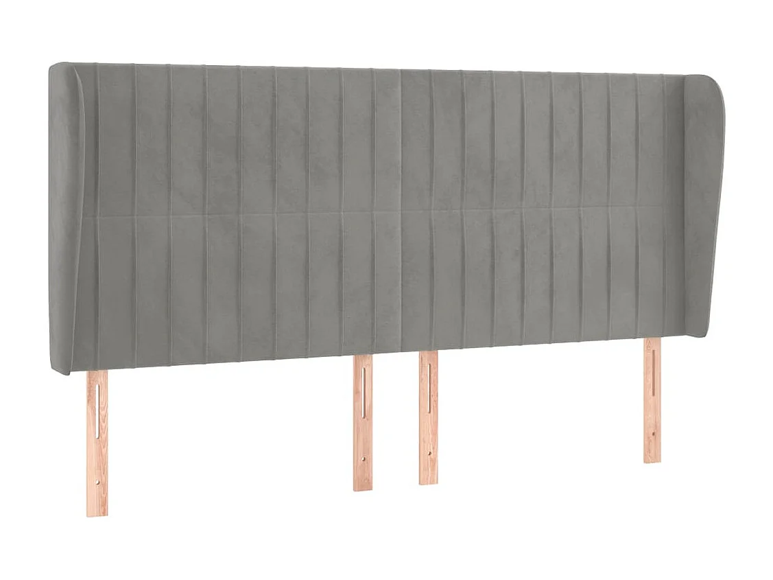 Hoofdbord met vleugels Lichtgrijs 183x23x118/128 cm Fluweel