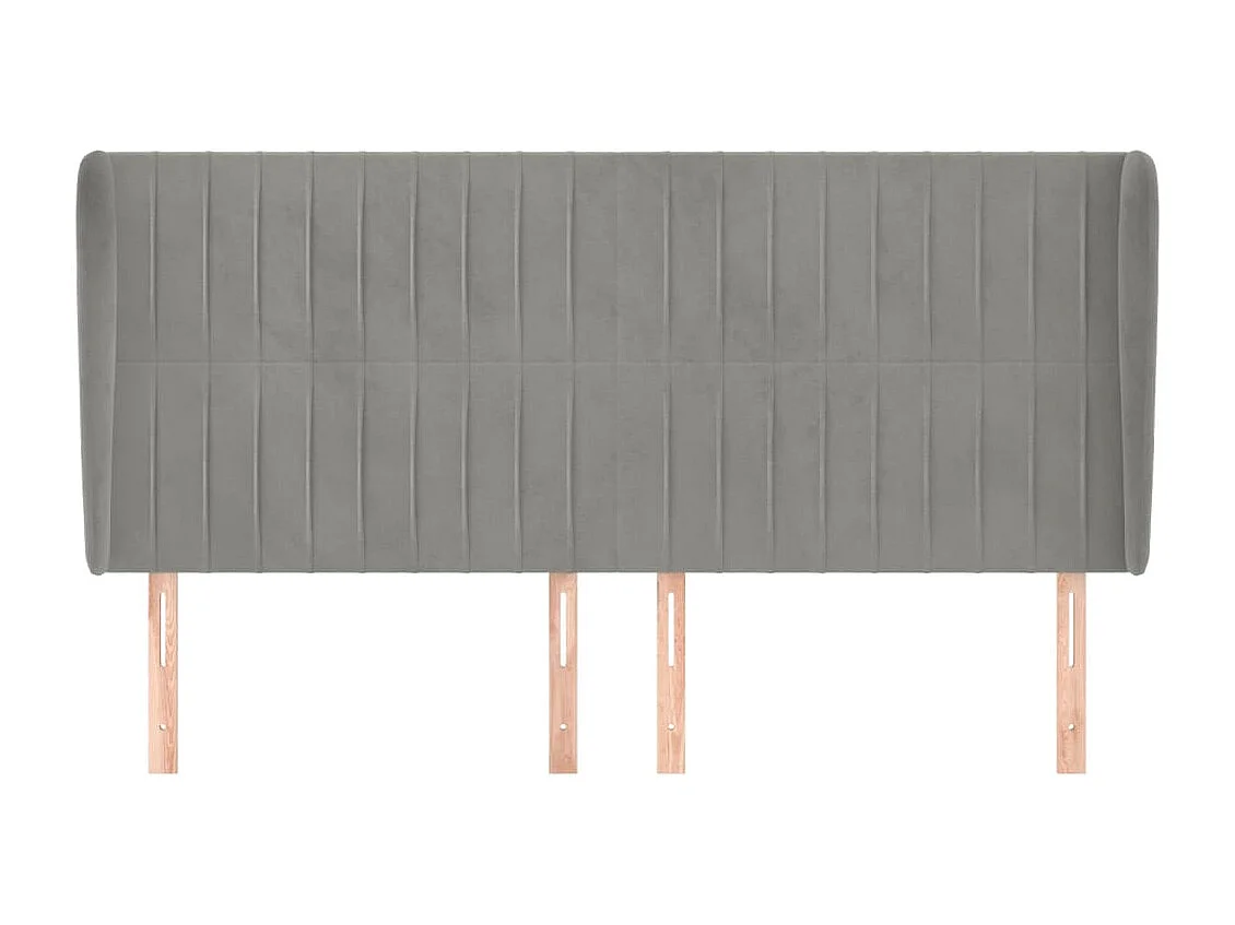 Hoofdbord met vleugels Lichtgrijs 183x23x118/128 cm Fluweel