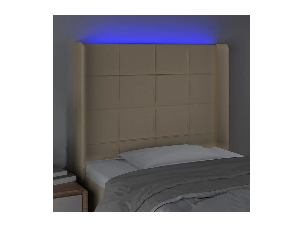 Cabecero LED Crema 83x16x118/128 cm Tela
