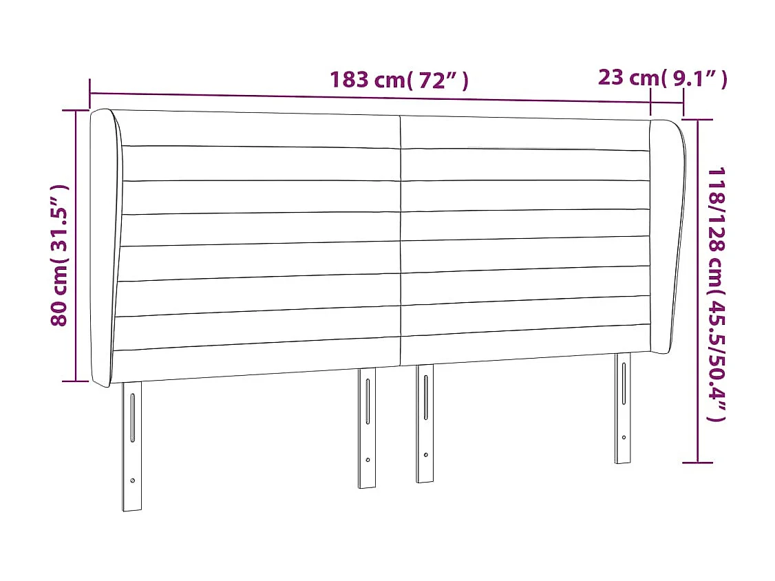 Tête de lit avec oreilles Crème 183x23x118/128 cm Tissu