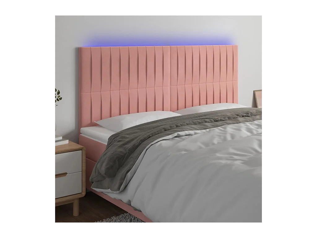 LED Hoofdbord Roze 160x5x118/128 cm Fluweel