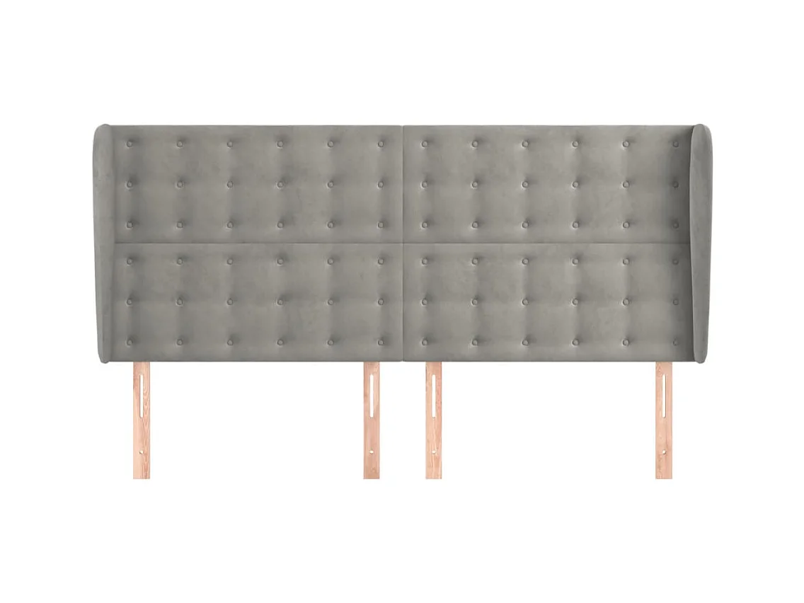 Hoofdbord met vleugels Lichtgrijs 203x23x118/128 cm Fluweel