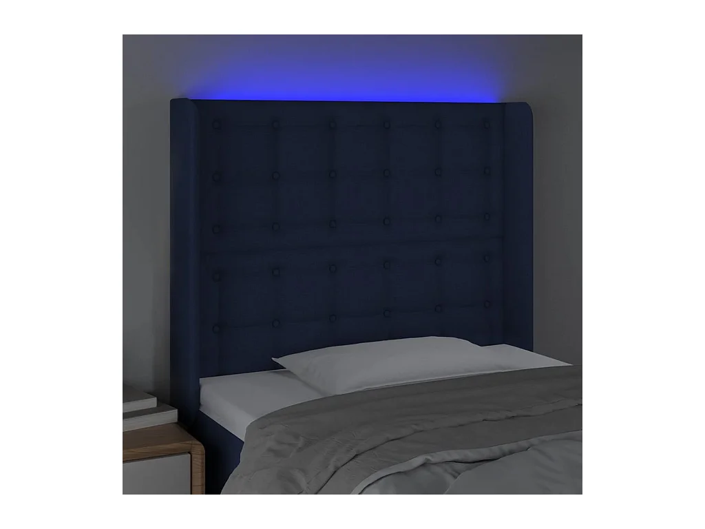 Blauw LED hoofdbord 93x16x118/128 cm Stof