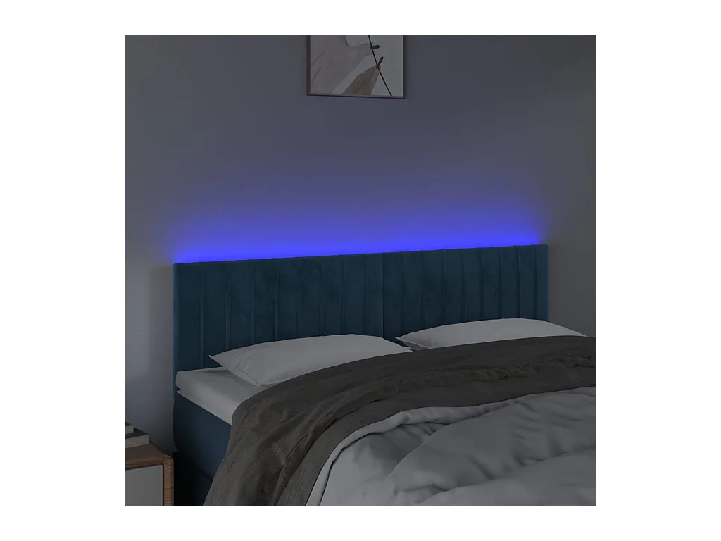 LED Hoofdbord Donkerblauw 144x5x78/88 cm Fluweel