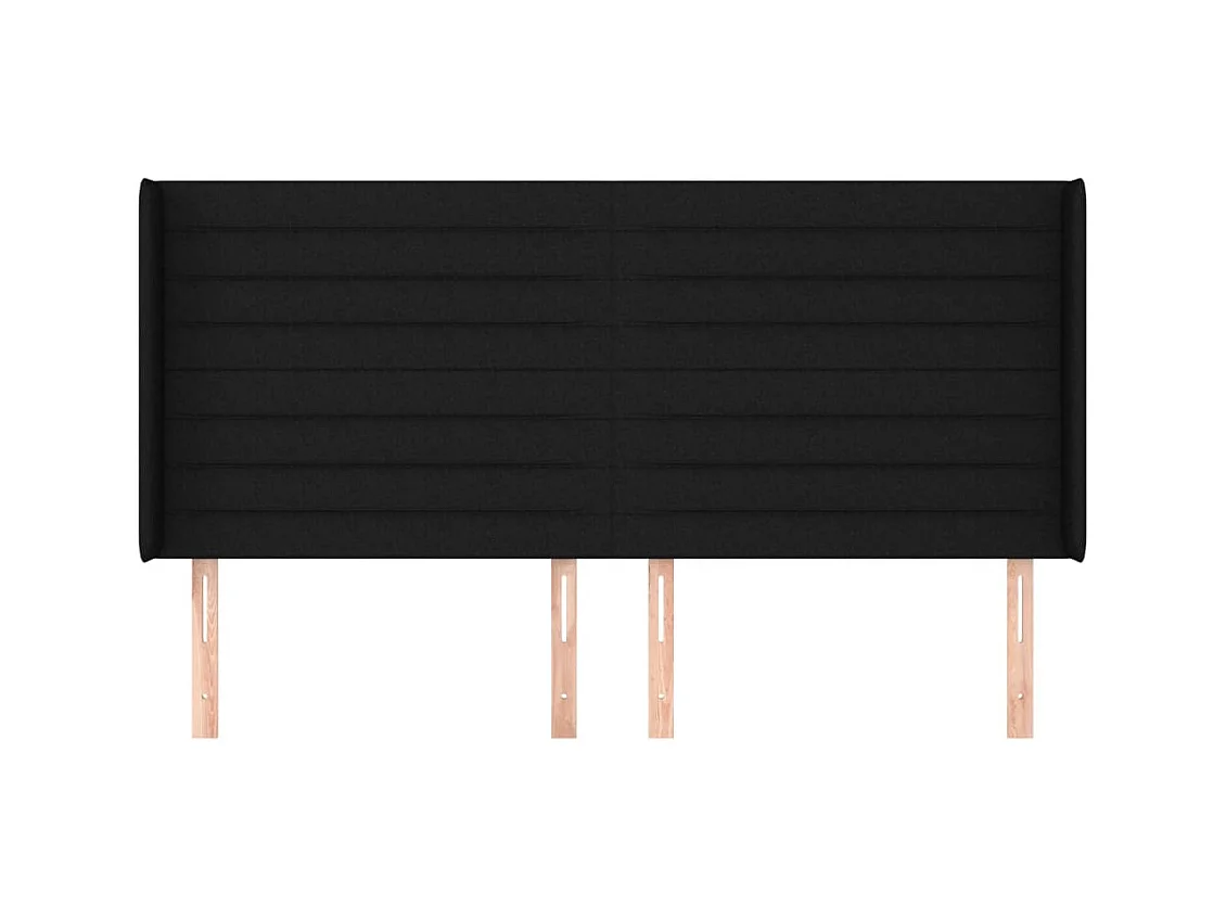 Tête de lit avec oreilles Noir 163x16x118/128 cm Tissu