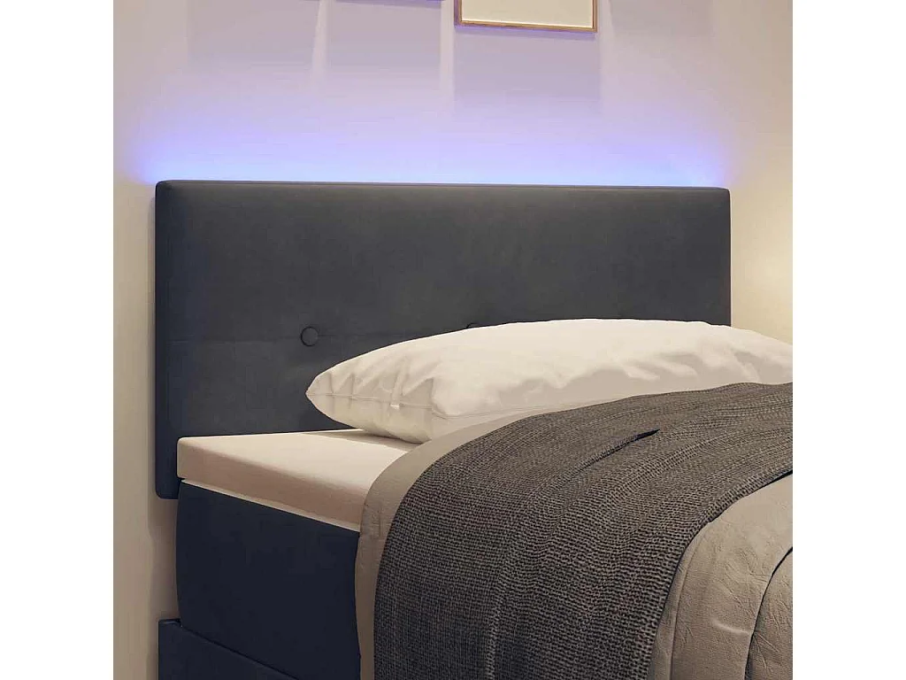Tête de lit avec des lumières à LED Gris 100 cm Velours