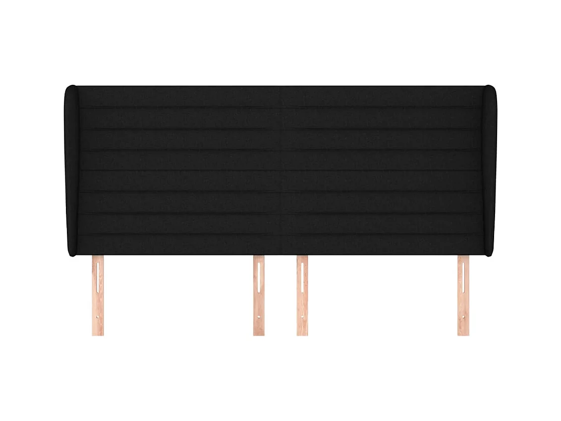 Hoofdbord met vleugels Zwart 163x23x118/128 cm Stof