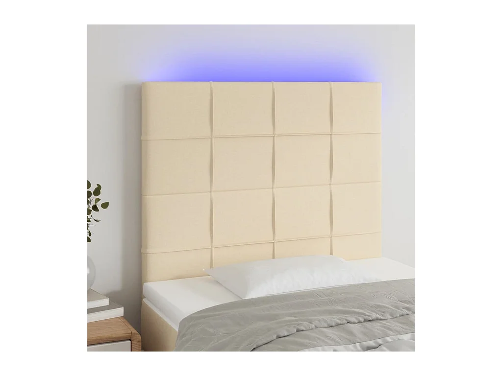 LED Hoofdbord Crème 80x5x118/128 cm Stof