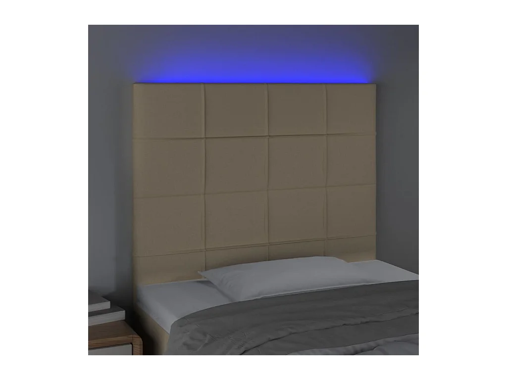LED Hoofdbord Crème 80x5x118/128 cm Stof