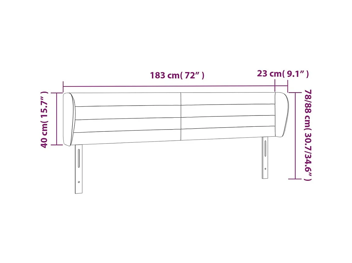 Hoofdbord met vleugels Crème 183x23x78/88 cm Stof