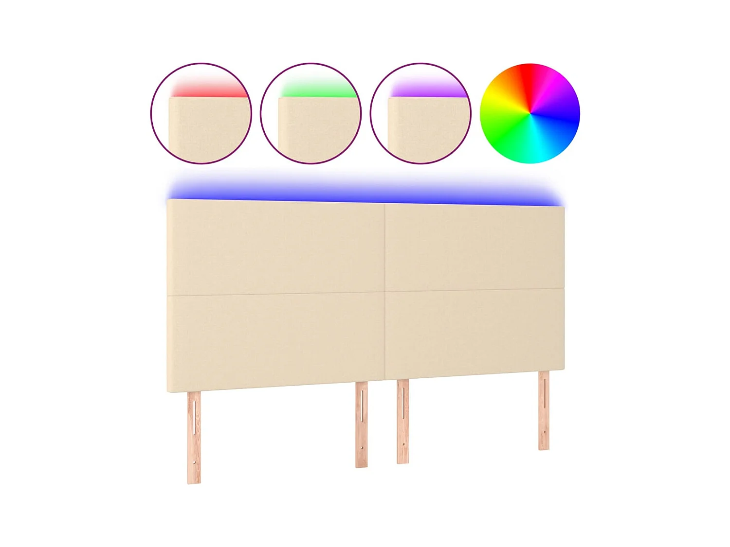 LED Hoofdbord Crème 200x5x118/128 cm Stof