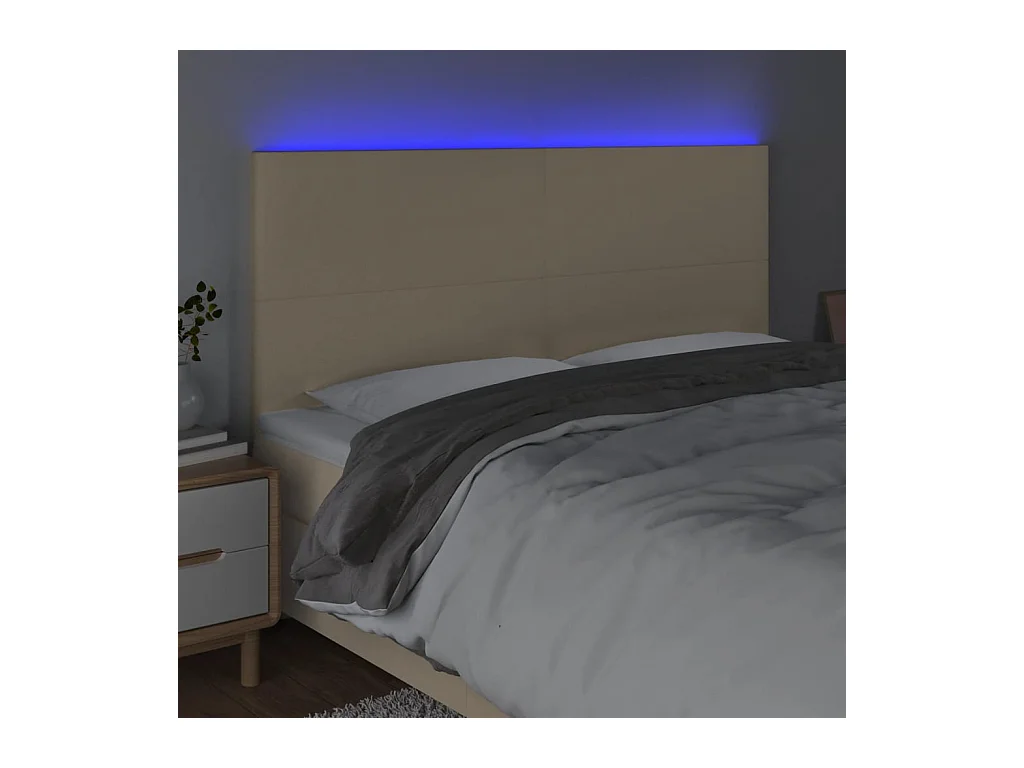 LED Hoofdbord Crème 200x5x118/128 cm Stof