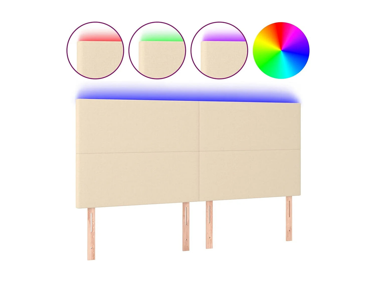 LED Hoofdbord Crème 200x5x118/128 cm Stof