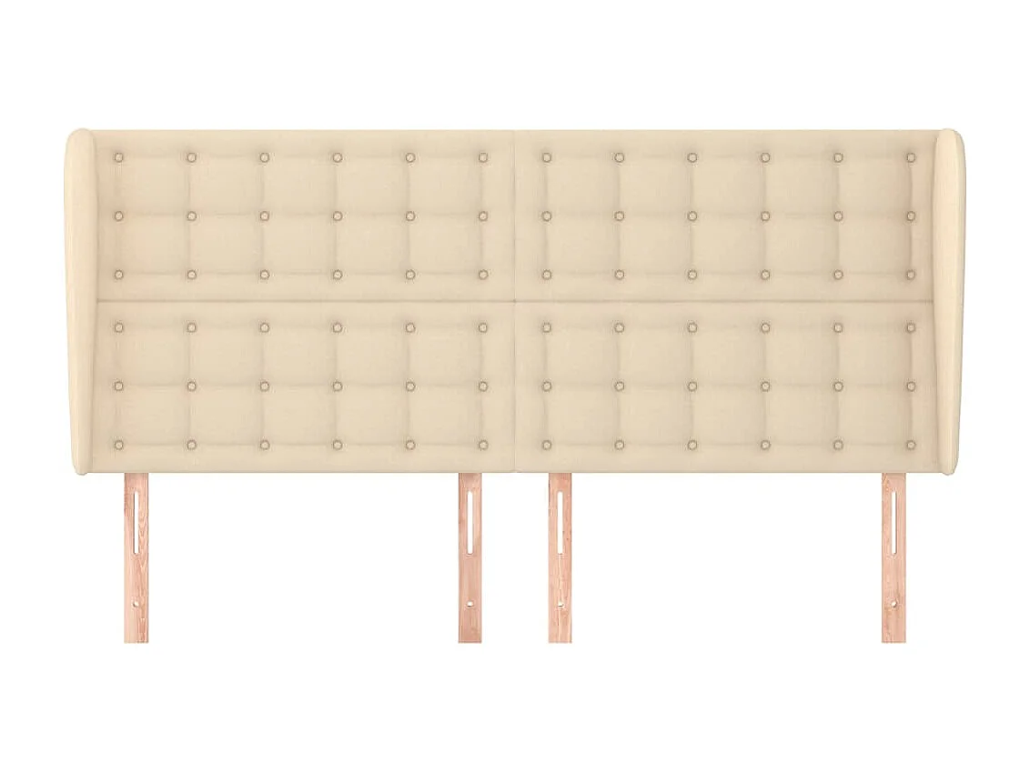 Testiera con ali Crema 163x23x118/128 cm Tessuto