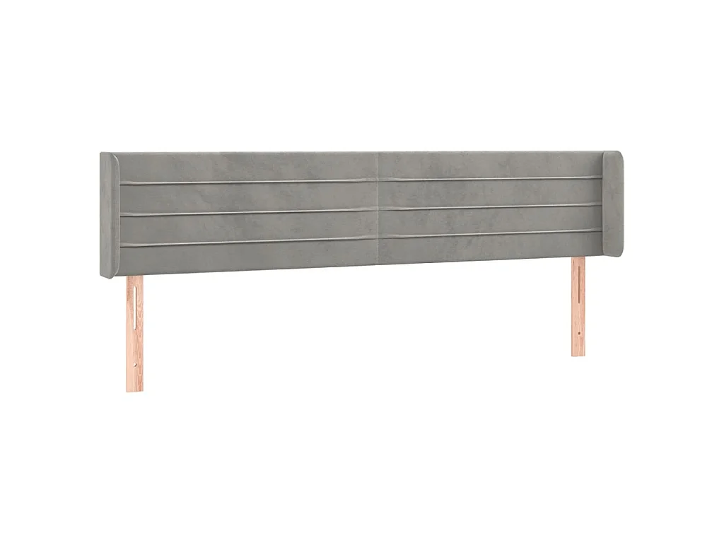 Tête de lit avec oreilles Gris clair 203x16x78/88 cm Velours