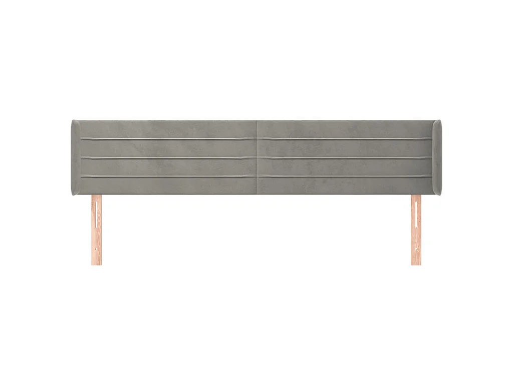 Tête de lit avec oreilles Gris clair 203x16x78/88 cm Velours