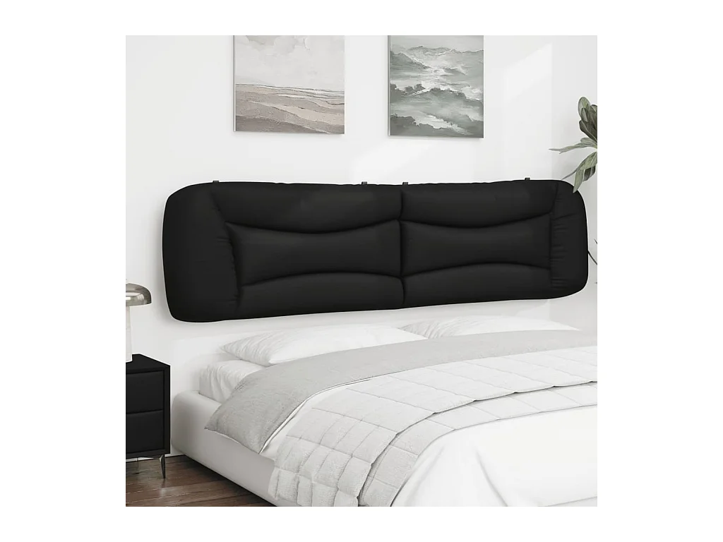 Zwart hoofdbordkussen 200 cm kunstleer