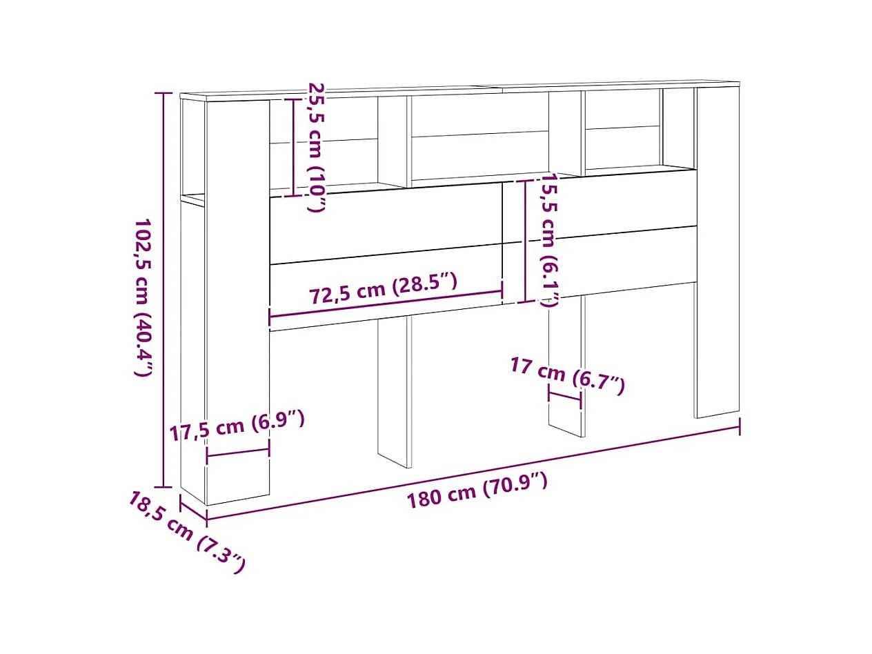 Cabecero de roble artesanal 180x18,5x102,5 cm