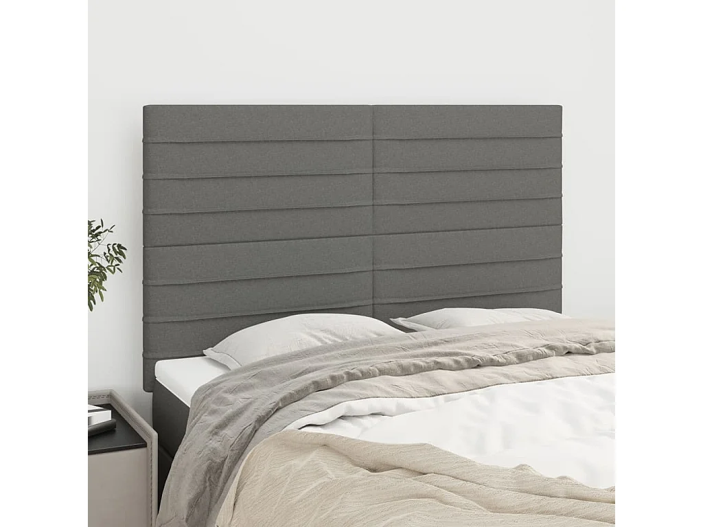 Testiere 4 pezzi Grigio scuro 72x5x78/88 cm Tessuto