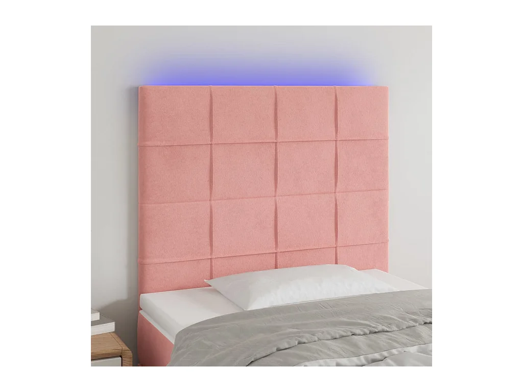 Cabecero LED Rosa Terciopelo 80x5x118/128 cm