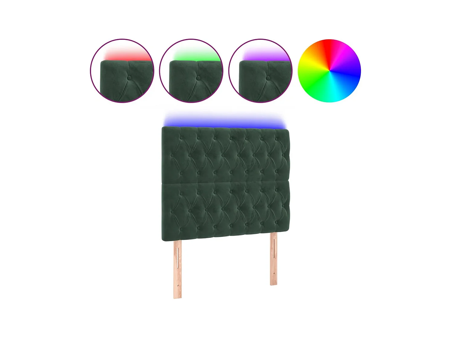 Tête de lit à LED Vert foncé 100x7x118/128 cm Velours