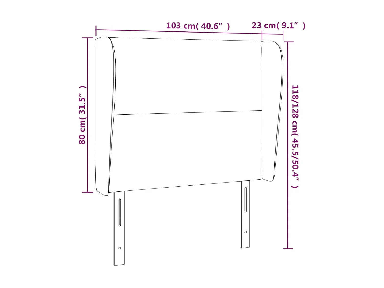 Hoofdbord met vleugels Donkerblauw 103x23x118/128 cm Fluweel