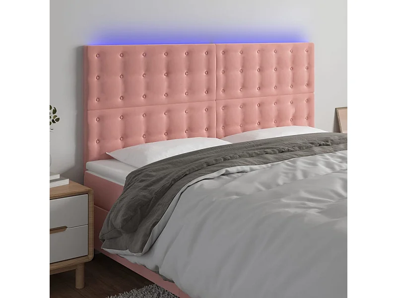 Cabecero LED Rosa 200x5x118/128 cm Terciopelo