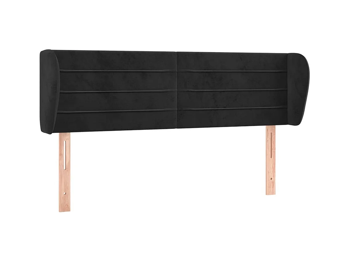 Hoofdbord met vleugels Zwart 147x23x78/88 cm Fluweel