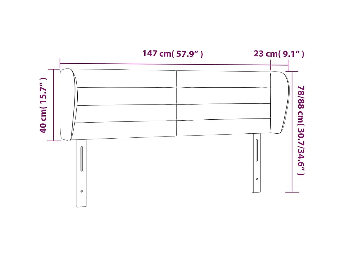 Hoofdbord met vleugels Zwart 147x23x78/88 cm Fluweel