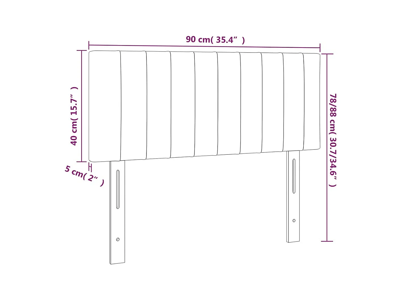 Lichtgrijs hoofdbord 90x5x78/88 cm stof