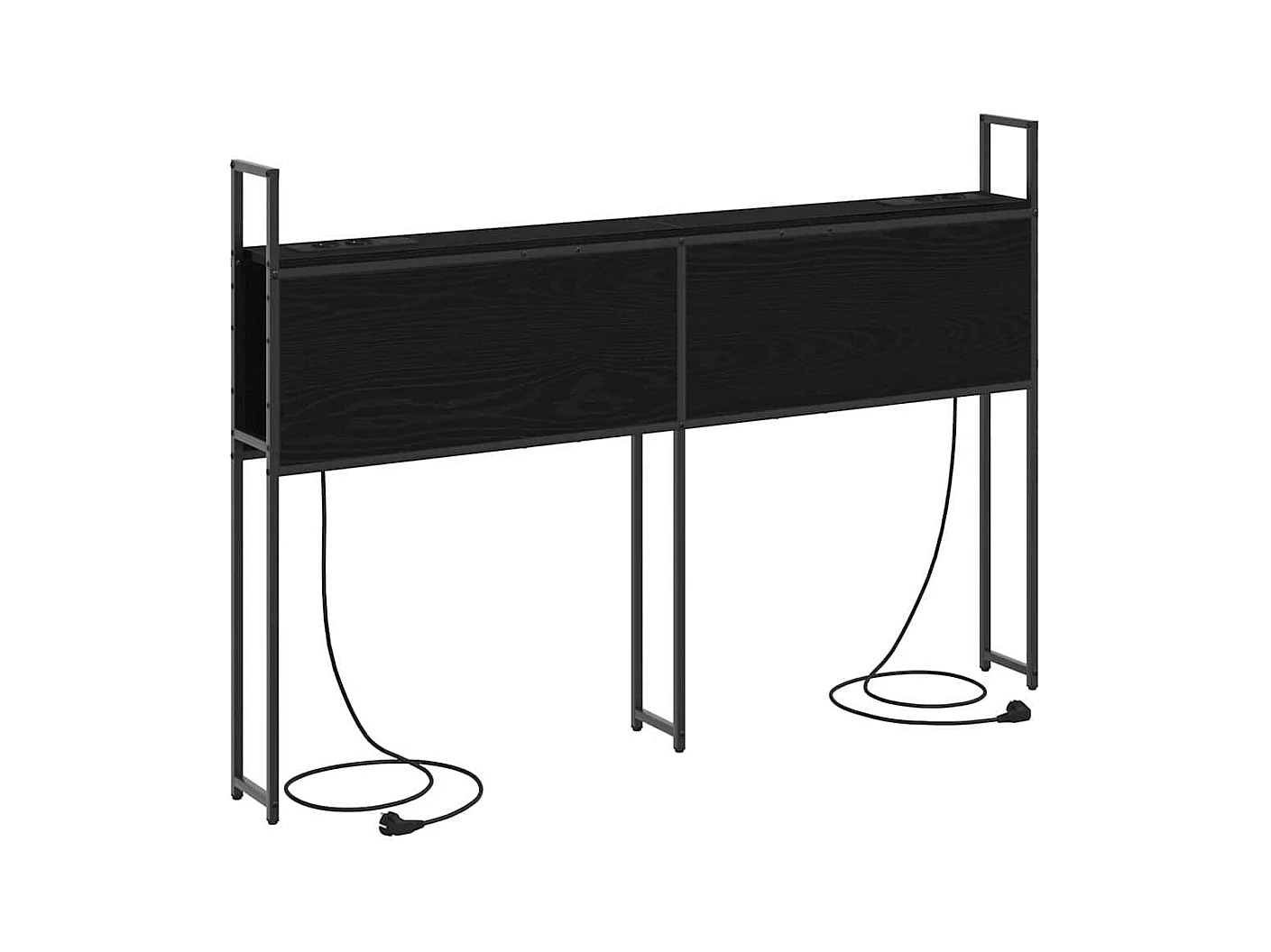 Opberghoofdbord met oplaadstation Zwart Eiken 160 cm