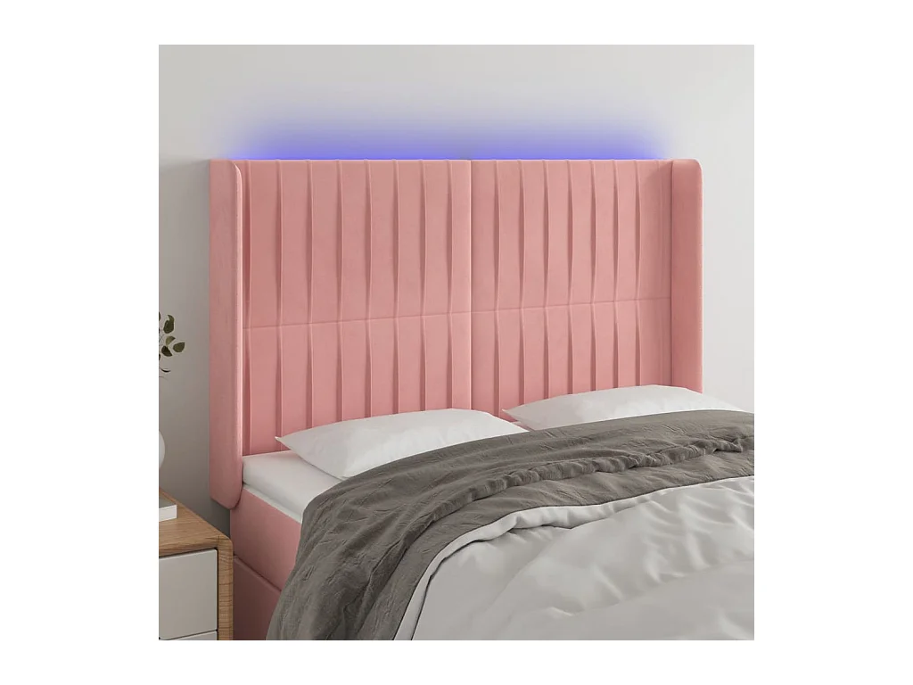 Cabecero LED Rosa 147x16x118/128 cm Terciopelo