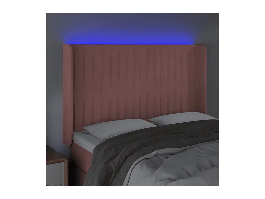 Cabecero LED Rosa 147x16x118/128 cm Terciopelo