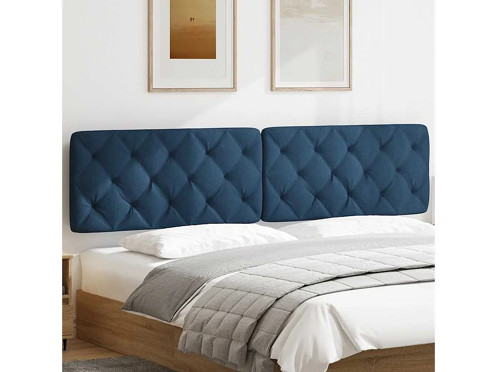 Coussin de tête de lit bleu 200 cm tissu