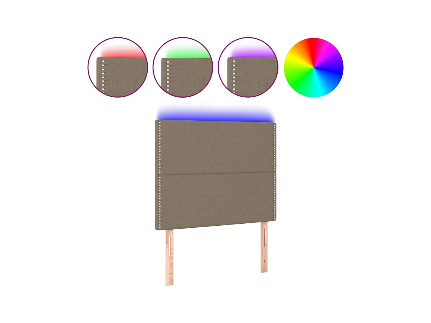 Taupe LED-Kopfteil 90x5x118/128 cm Stoff