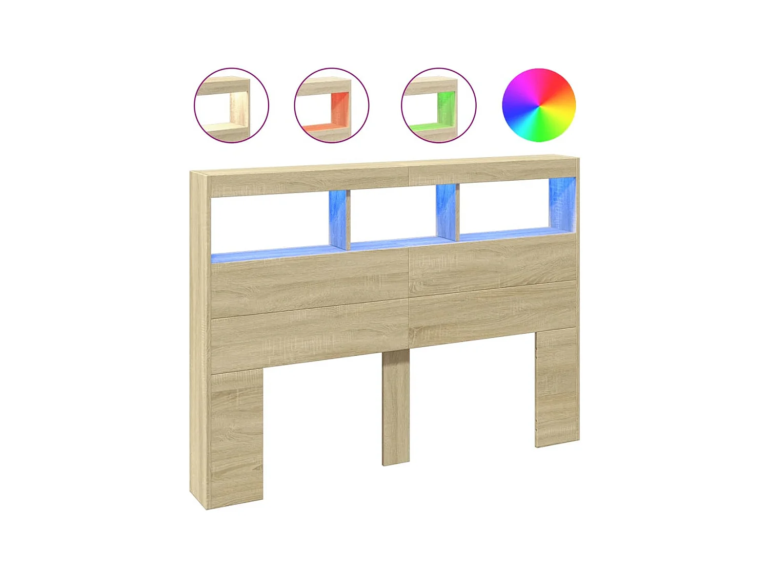 Hoofdbord kledingkast met LED Sonoma eiken 140x17x102 cm