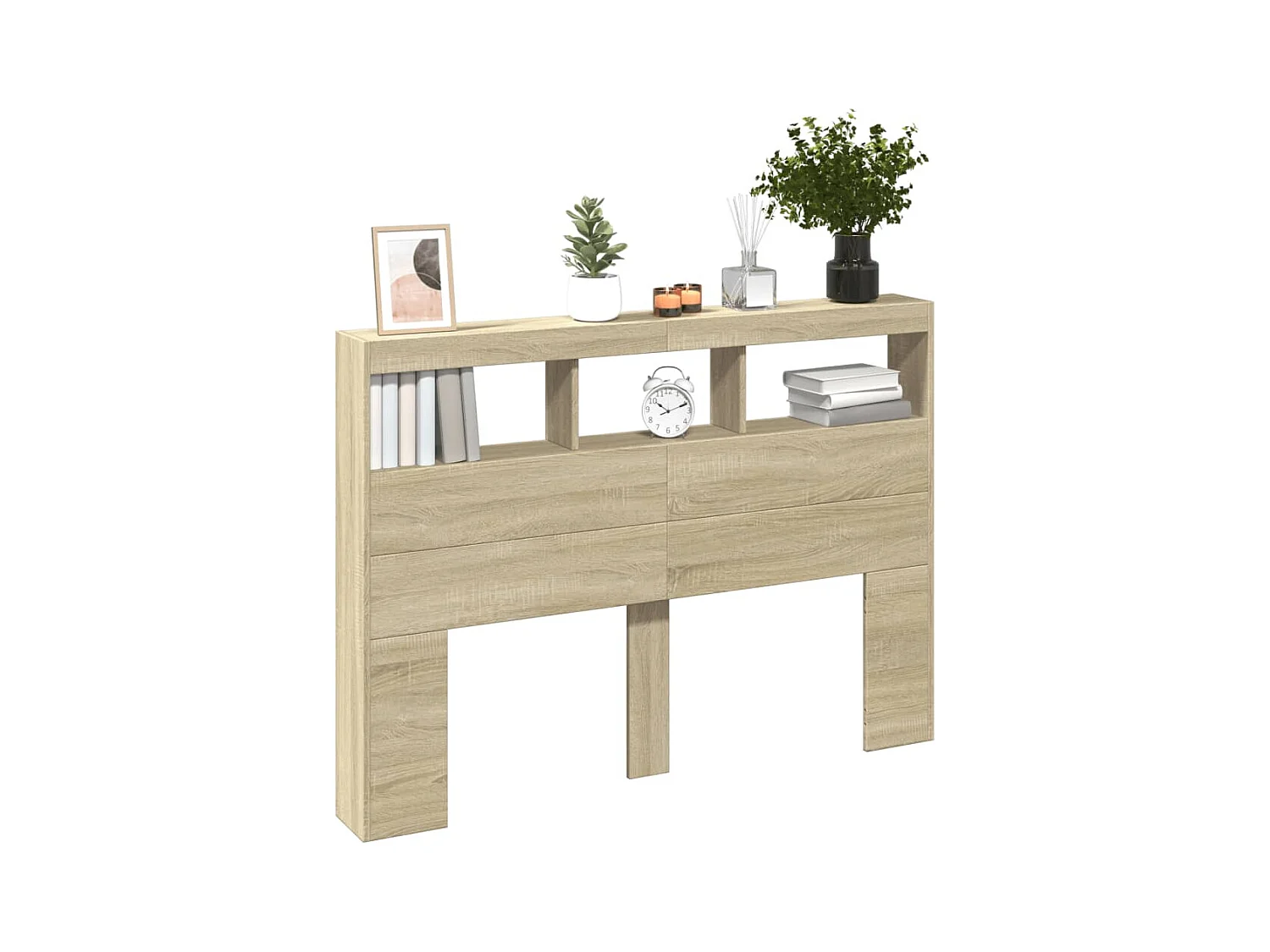 Hoofdbord kledingkast met LED Sonoma eiken 140x17x102 cm