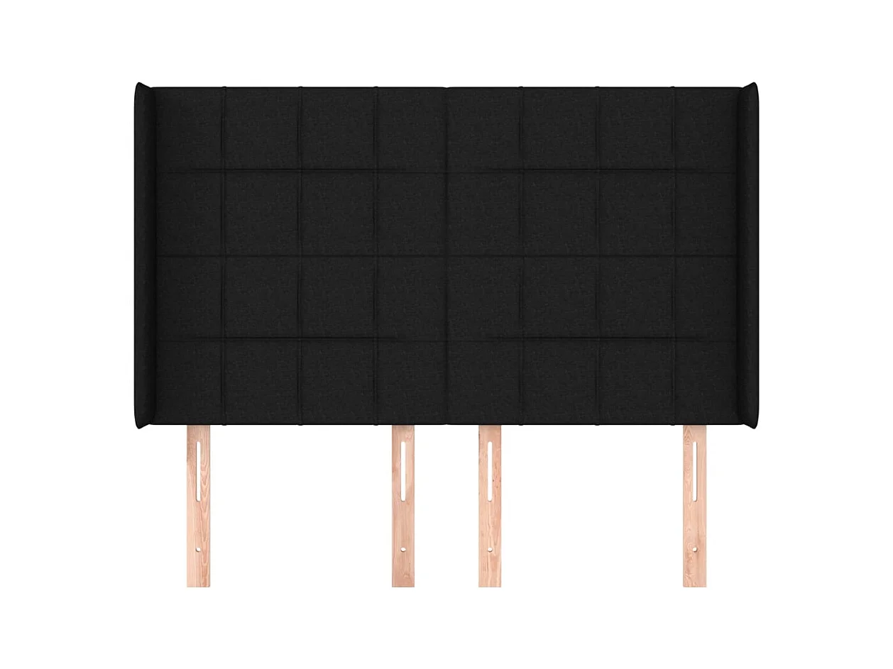 Kopfteil mit Flügeln Schwarz 147x16x118/128 cm Stoff