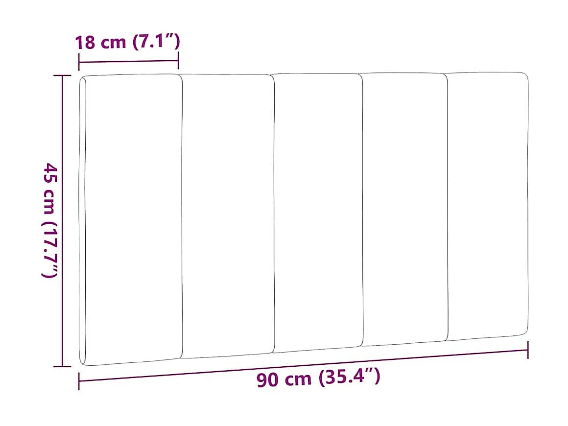 Zwarte hoofdbordkussen 90 cm stof