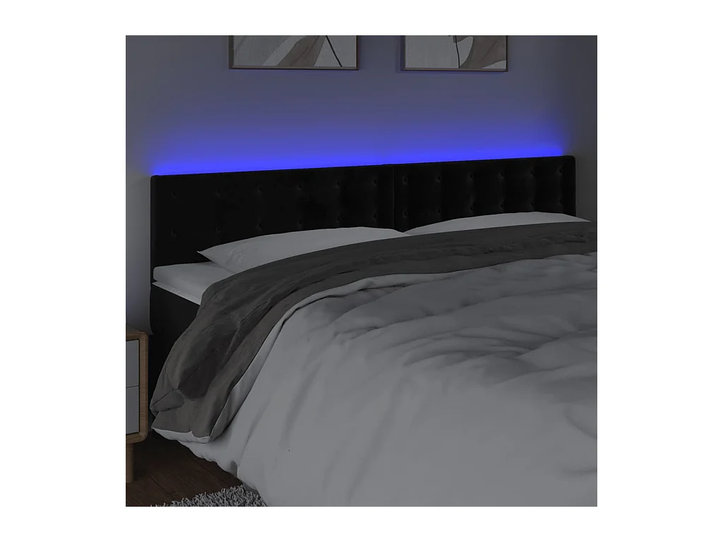 LED Hoofdbord Zwart 200x5x78/88 cm Fluweel