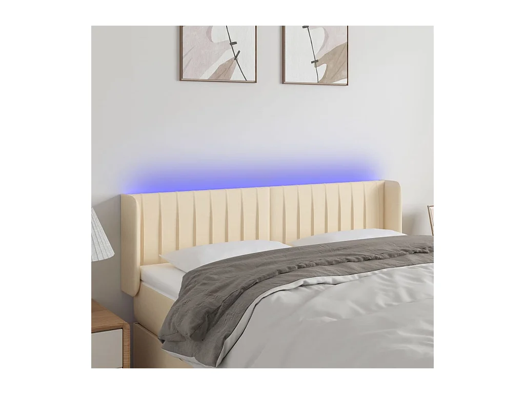 Testiera LED Crema 147x16x78/88 cm Tessuto