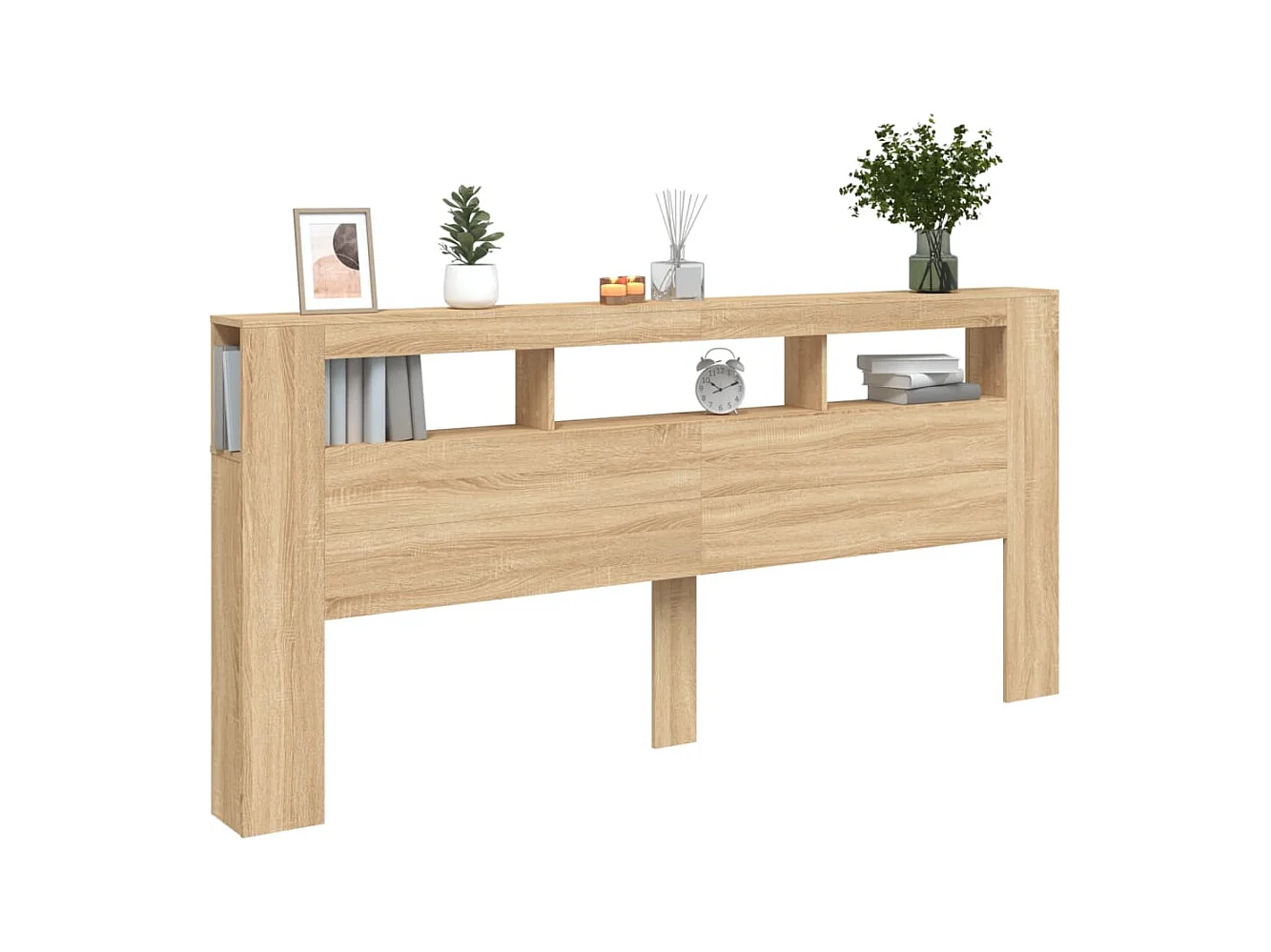 Sonoma eiken LED hoofdbord 220x18,5x103,5cm bewerkt hout